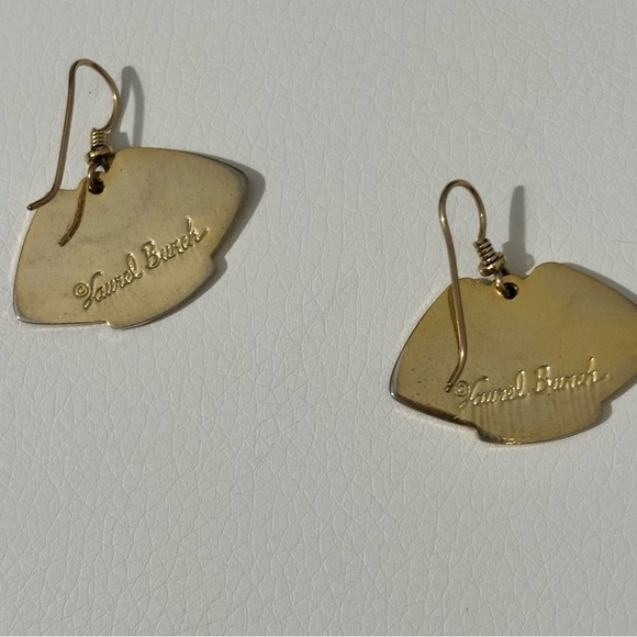 Laurel Burch dangle enamel gold tone pierced earrings - Picture 6 of 6